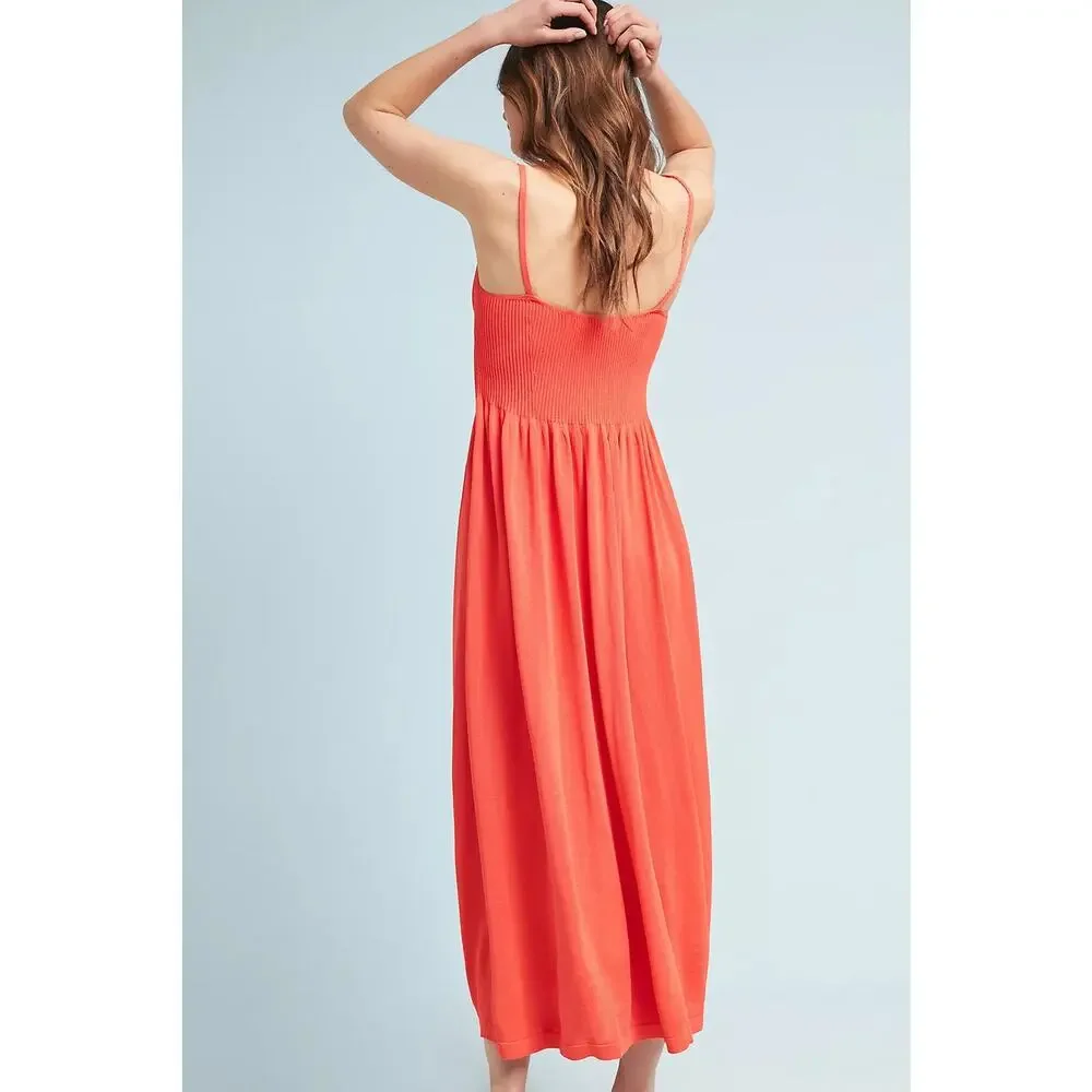 Mara Hoffman Womens XS Ribbed Delilah Maxi Dress Orange Knit Minimalist Resort